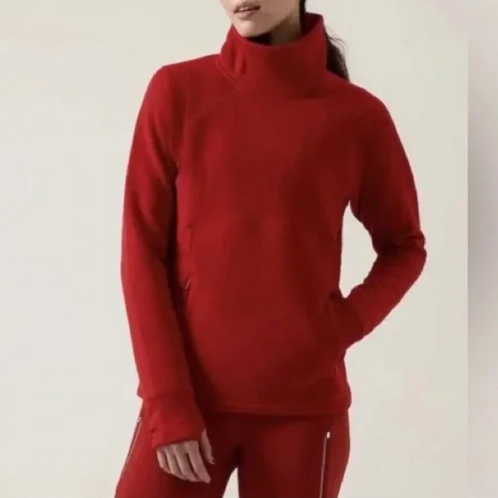 Athleta Altitude Polartec® Funnel Neck Sweatshirt / Deep Red
